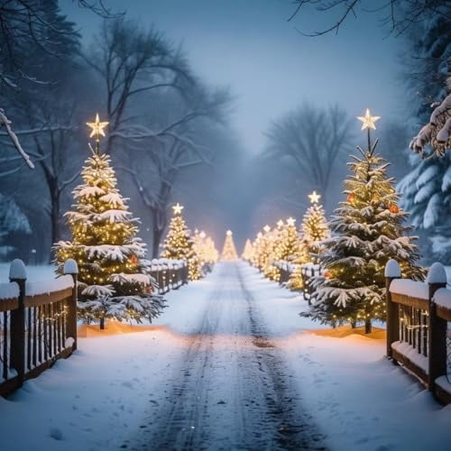 wooden puzzle Snow - lined Road with Christmas Trees Intelligent Game Fit togather a magic Art for home Decoration or Prensent 300 pieces