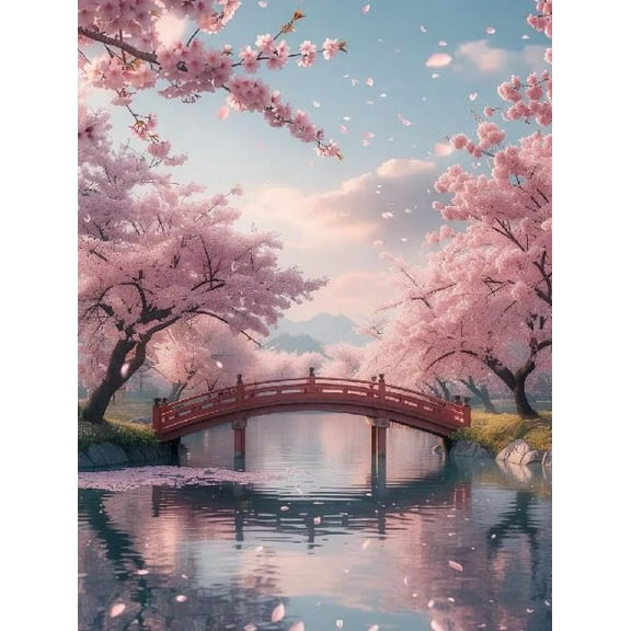 wooden puzzle Springtime Cherry Blossom Bridge Intelligent Game Fit togather a magic Art for home Decoration or Prensent 1000 pieces