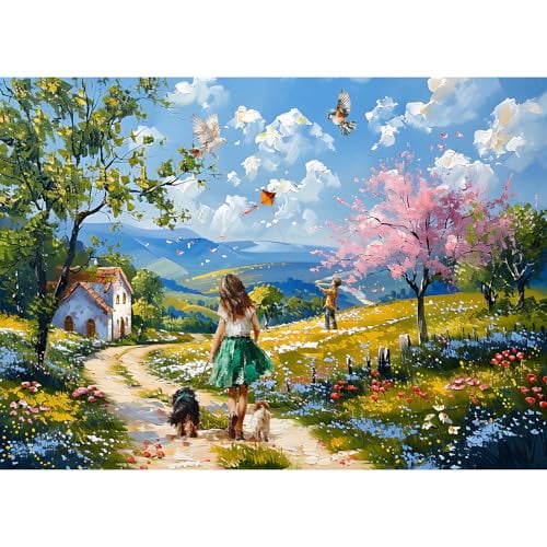 wooden puzzle Springtime Countryside Intelligent Game Fit togather a magic Art for home Decoration or Prensent 300 pieces