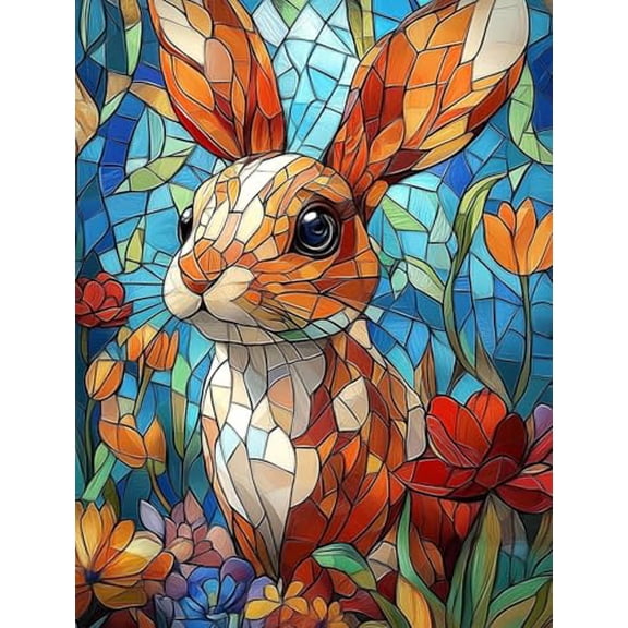 wooden puzzle Stained - glass - style Rabbit with a Different Pose Intelligent Game Fit togather a magic Art for home Decoration or Prensent 500 pieces