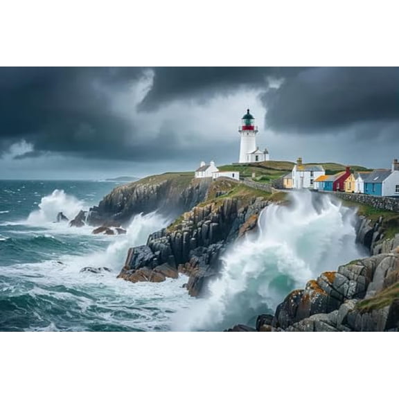 wooden puzzle Stormy Coast with Lighthouse Intelligent Game Fit togather a magic Art for home Decoration or Prensent 1000 pieces