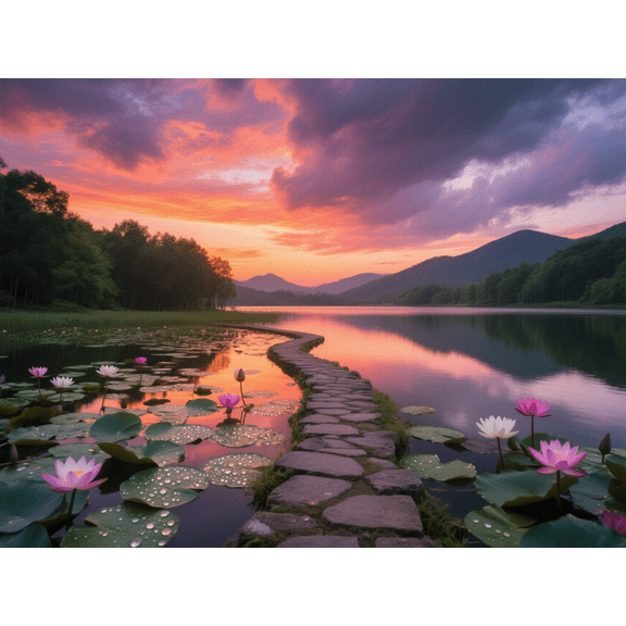 wooden puzzle Sunset Lake Path Intelligent Game Fit togather a magic Art for home Decoration or Prensent 300 pieces