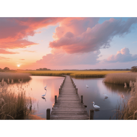 wooden puzzle Sunset Lake Walkway Intelligent Game Fit togather a magic Art for home Decoration or Prensent 300 pieces