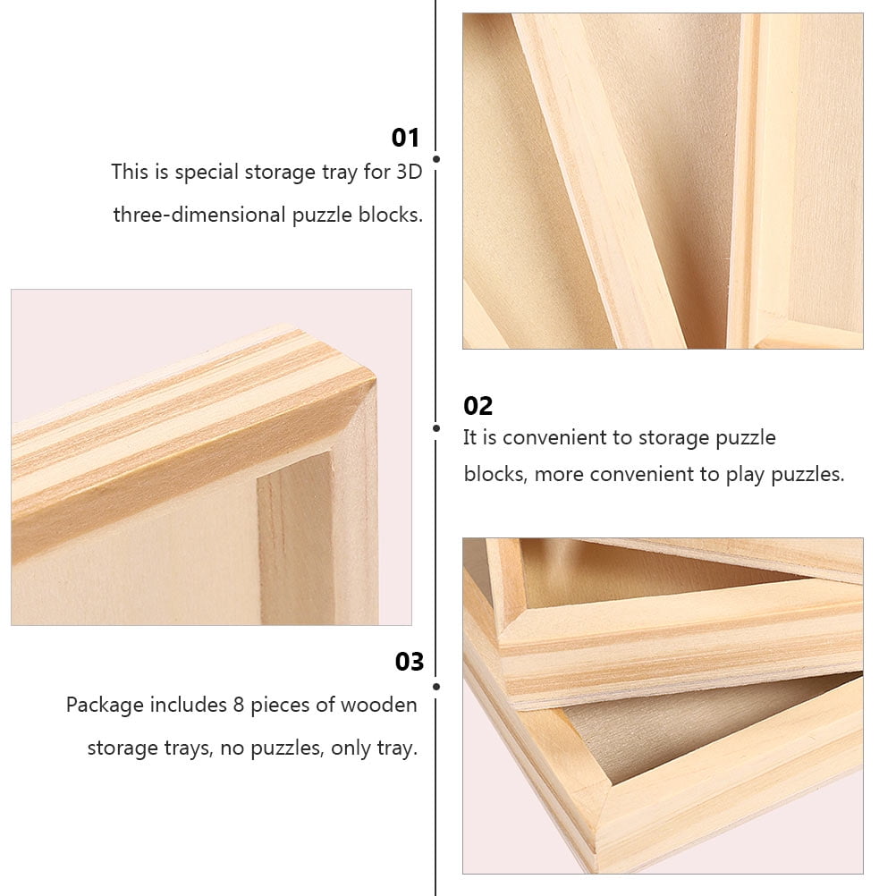 wooden puzzle tray 8pcs Wooden Jigsaw Puzzle Storage Trays Puzzle Blocks Toy Special Trays