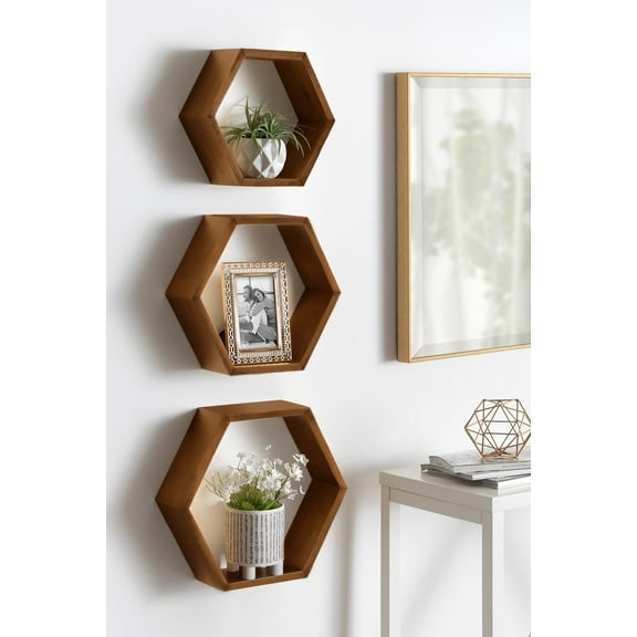 wooden shelf, wall shelf, multi-purpose frame, home decor, triple honeycomb pattern shelf