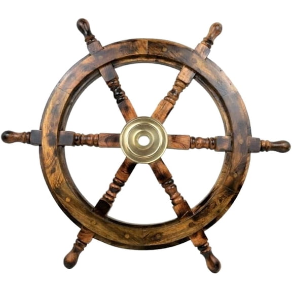wooden ship wheel 24'' decor item