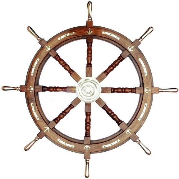 wooden ship wheel pirate décor 18,24,36 Inches | Wall Home Décor Nautical Style Captain Boat Wheel | Pirate Décor | Wall Hanging