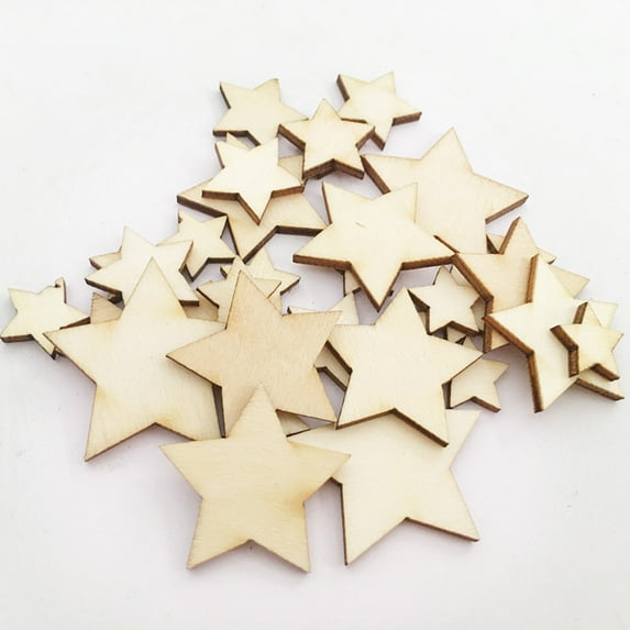wooden star ornaments 200pcs Wooden Stars Wood Star Slices Mini Star Embellishments for Wedding Crafts Making