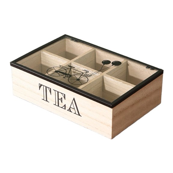 wooden tea storage box with compartments modern home organization square divider