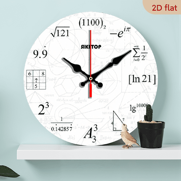 A wooden wall-mounted clock. The theme is "Math Equations". A silent circular clock. Perfect for creating a home atmosphere. It is an excellent choice as a gift for Halloween/Easter/Christmas.
