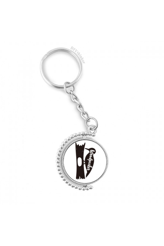 woodpecker black and white animal rotatable keyholder disc accessories chain clip
