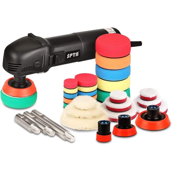 wooow shop Mini Polishing Machine Buffer Rotary Polisher Auto Detailing Superpolish with 27Pcs Detail Polishing Pad Mix Size Kit Buffing Pad and 75mm ,100mm,140mm M14 Thread Extension shaft