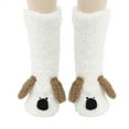 thumbnail image 1 of workcargo Adorable White 3D Dog Face Socks - Plush Fluffy Warm Cozy Non-Slip Cuffed Indoor Loungewear for Adults, One Size Fits Most Pet Lover Socks,Size Free Size, 1 of 2