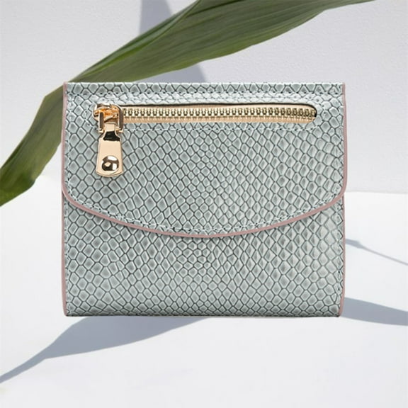 Zunfee Blue Snake Print PU Wallet for Women - Compact Multi-Layer Design with Golden Hardware & Flap Closure, Perfect for Daily Use & Casual Outings,Size Free Size