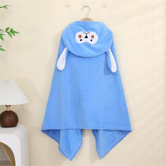 Zunfee Cartoon Hooded Bathrobe - Ultra Soft 100% Polyester, Juniors, Blue, Free Size, Cape-Style for Home Lounging & Post-Shower