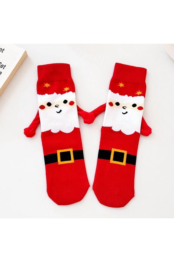 Christmas Santa 3D Plush Arms Socks - Soft Acrylic One Size Fits Most Adults, Interactive Hold Hands Festive Multicolor Holiday Gift Socks,Size Free Size