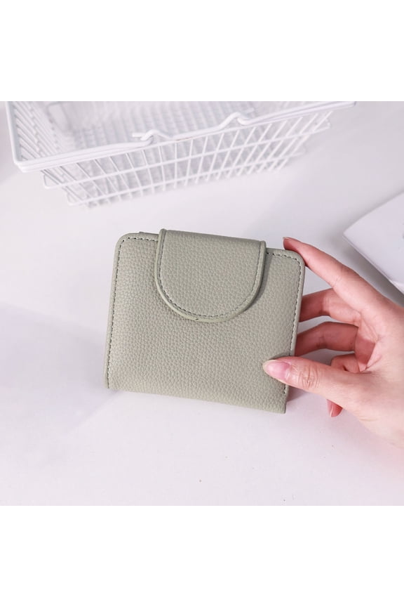 workcargo Compact Green Pebbled PU Faux Leather Coin Purse - Flap Closure Small Bill & Card Organizer for Daily Errands Travel,Size Free Size