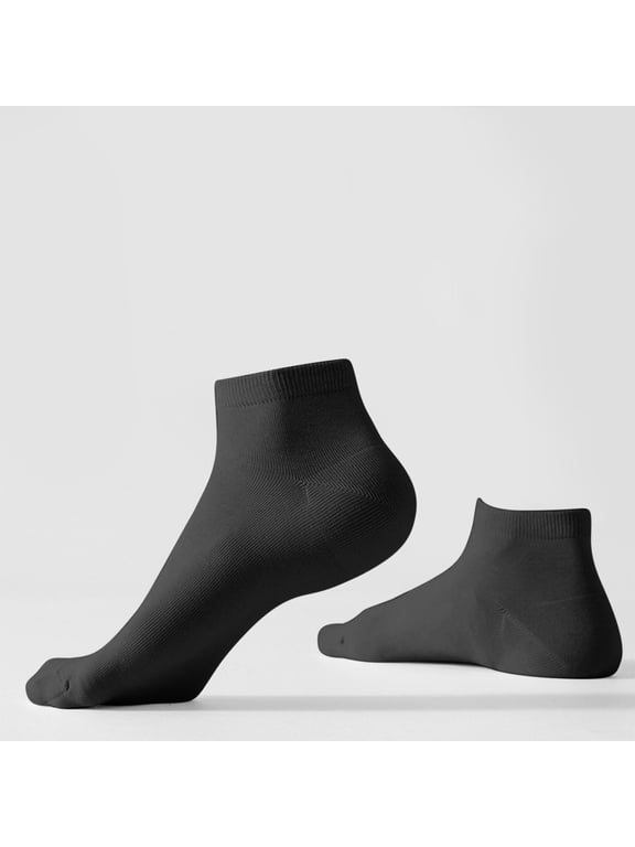 Cotton Ankle Socks for Men - One Size Fits Most, Black Color, Non-Slip Elastic Cuff, Breathable Soft Fabric, Everyday Wear, 1-Pair Pack