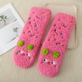 thumbnail image 1 of workcargo Cozy Plush Cartoon Monster Socks for Women Teens - Pink 3D Pom Pom Embroidered 100% Polyester Soft Warm House Lounge Socks One-Size,Size Free Size, 1 of 7