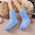 thumbnail image 1 of workcargo Fuzzy Warm Cozy Blue Ankle Socks - Nylon Spandex Blend, Free Size for Home Lounge & House Use,Size Free Size, 1 of 5