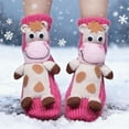 thumbnail image 1 of workcargo Girls Pink Cow 3D Plush Socks - Soft Warm Non-Slip Elastic Cuff One Size Fits Kids 3-10 Years Cute Animal Themed Socks,Size Free Size, 1 of 6
