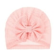thumbnail image 1 of workcargo Girls' Pink Turban Hat - Soft Knit with Decorative Bow, Free Size Polyester Blend, Comfortable Kids Headwear for Casual/Daily/Beach Wear,Size Free Size, 1 of 2