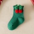 thumbnail image 1 of Bwndum Infant Christmas Socks - Green, Size 1T, Cotton with Reindeer Antler & Pom-Pom Cuff, Soft Breathable Non-Slip Festive Socks for Holiday & Daily Wear, 1 of 3