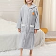 thumbnail image 1 of Zunfee Juniors' 100% Polyester Soft Warm Hooded Bathrobe - Size S Gray, with Carrot Applique & Front Pockets, Machine Washable for Post-Bath Lounging, 1 of 6