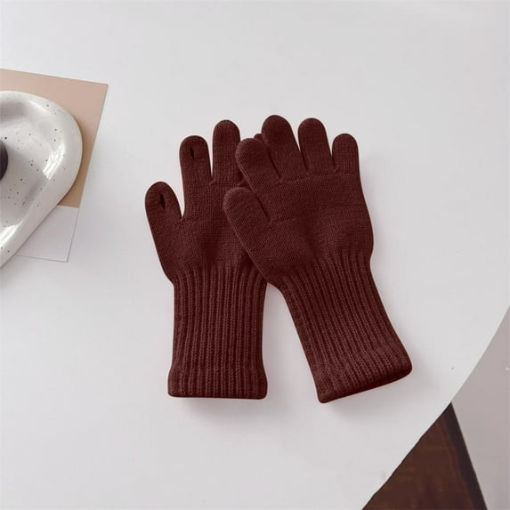 Zunfee Juniors' Free Size Coffee Knitted Cotton Winter Gloves - Soft, Breathable, Daily Wear & Outdoor Cold Weather Gloves
