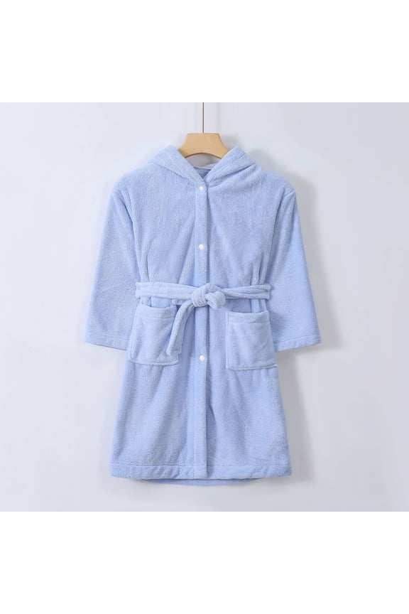workcargo Juniors' Hooded Bathrobe - Blue, Free Size, 100% Polyester with Cute Bunny Ears, Machine Washable Quick-Drying & Belt/Pockets