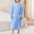 thumbnail image 1 of Zunfee Juniors' Hooded Bathrobe - Size L, Blue, 100% Polyester Soft Warm, Machine Washable Button-Front with Chest Carrot Applique for Post-Bath & Home Lounging, 1 of 6