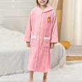 thumbnail image 1 of Bwndum Juniors’ Hooded Bathrobe - Soft Warm 100% Polyester, Machine Washable, Carrot Applique, Button-Front with Pockets, Pink, Size L, 1 of 6