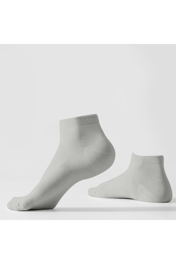 Men's Cotton Ankle Socks - Breathable, Non-Slip Elastic Cuff, One Size Fits Most, Gray, 1-Pair Packaging