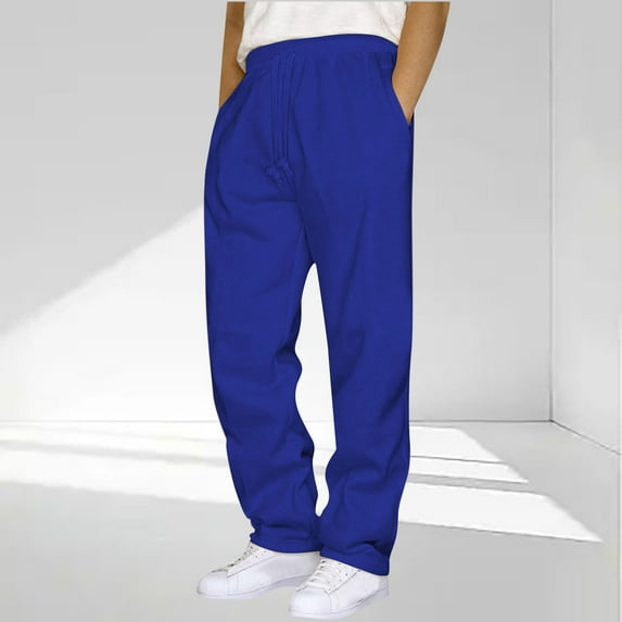 workcargo Men's Big & Tall 4XL Blue Sweatpants - Relaxed Fit, 100% Polyester, Drawstring Waist, Soft Breathable for Casual/Home/Gym Use