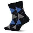 thumbnail image 1 of workcargo Men's Blue Argyle Socks - 100% Cotton Breathable Mid-Calf, Reinforced Toe Heel, Non-Slip Elastic Cuff, One Size Fits Most Dress Casual Socks,Size Free Size, 1 of 2