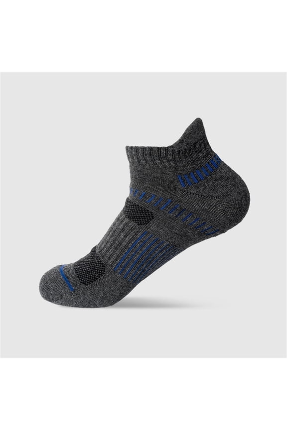 Men's Dark Gray Athletic Socks - Moisture Wicking, Cushioned Heel/Toe, Arch Support, Breathable - One Size Fits Most for Gym, Running & Daily Wear