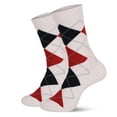 thumbnail image 1 of workcargo Men's White Argyle 100% Cotton Socks - Breathable Mid-Calf, Reinforced Toe Heel, Non-Slip Elastic Cuff, One Size Fits Most Dress Casual Socks,Size Free Size, 1 of 2