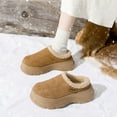 thumbnail image 1 of Zunfee Non-Slip Womens Warm Fleece-Lined Slides - Chunky Sole Winter Slip-On Shoes (Khaki),Size 43, 1 of 9