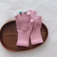 thumbnail image 1 of workcargo Pink Pom Pom Knitted Gloves - Free Size for Juniors, Warm Knitting Cotton, Ribbed Cuffs, Casual Winter Gloves for Daily & Outdoor Use, 1 of 4