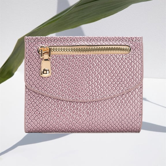 Zunfee Purple Snake Texture Womens Wallet - PU Material with Flap Closure & Golden Hardware, Compact Multi-Layer Design for Daily Use & Casual Outings,Size Free Size