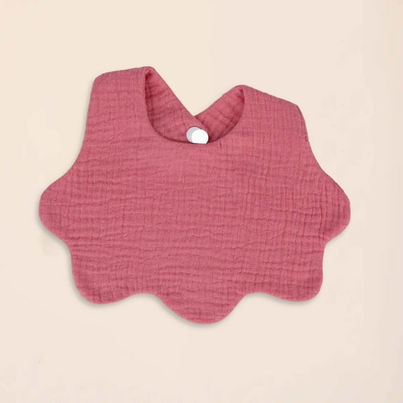 workcargo Red 100% Cotton Kids Bib for Girls - Scalloped Edge, Adjustable Snap, Absorbent for Feeding & Teething,Size Free Size