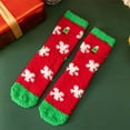 thumbnail image 1 of workcargo Red Unisex Christmas Socks - Plush Fuzzy Snowflake & Christmas Tree Pattern, Soft Stretchy Warm Cozy Holiday Socks (1 Pair, Free Size),Size Free Size, 1 of 6