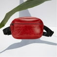 thumbnail image 1 of workcargo Red Vegan Leather Waist Bag for Women - Free Size, Adjustable Strap, Multi-Pocket Convertible Crossbody Bag, Water-Resistant Fanny Pack for Daily/Festival Use, 1 of 3