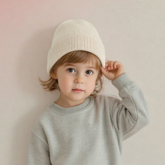 workcargo Toddler Knit Cotton Beanie - Warm for Cool Winter/Autumn, Beige, One Size Fits Most, Unisex Soft for Juniors 1-6Y, Affordable & Easy to Match Outfits