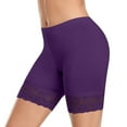 thumbnail image 1 of Zunfee Women's Anti-Chafing Lace-Trimmed Shorts Polyester Spandex Stretch - Versatile for Layering/Daily Wear, Purple, Size L, 1 of 2