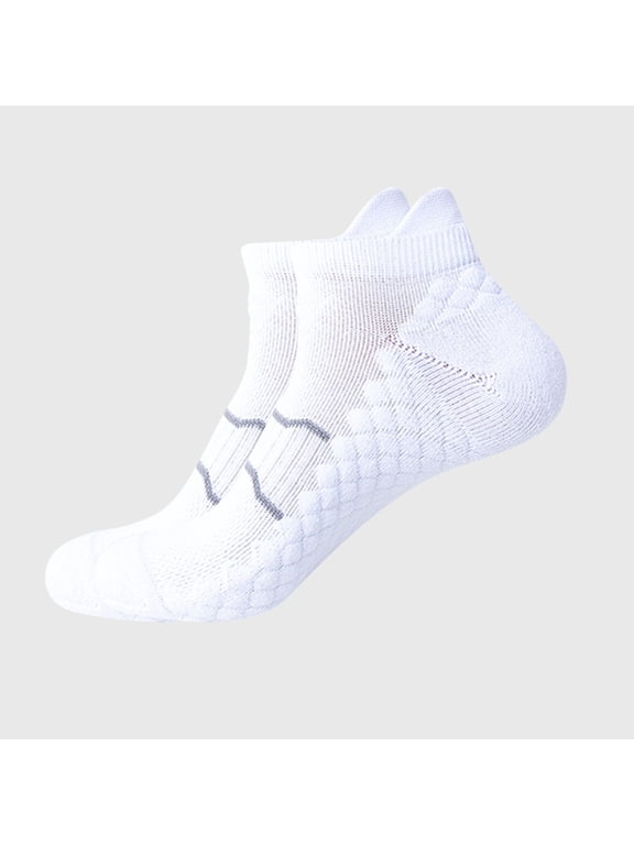 Women's Cotton Ankle Length Socks - Moisture Wicking, Arch Support, Non Slip, White, Free Size, 1 Pair for Athletic (Running/Gym/Yoga) & Daily Wear