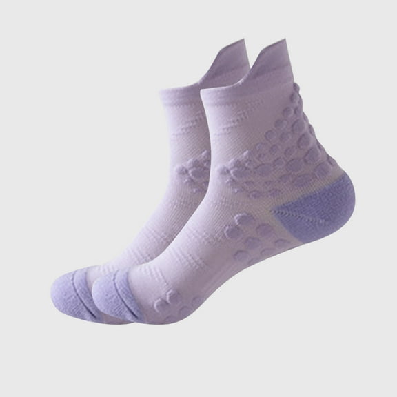 Zunfee Women's Cotton Ankle Socks with Massage Dots - Purple, Free Size, Sweat-Wicking, Comfort for Standing All Day/Nurses/Yoga/Daily Wear
