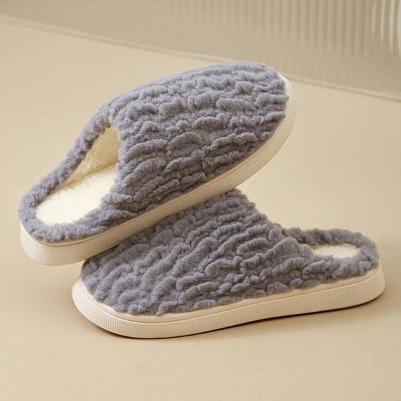 Zunfee Women’s Cozy Warm Non-Slip House Slippers - 100% Polyester, Machine Washable, Gray, US 7.5-8 (EU 40)
