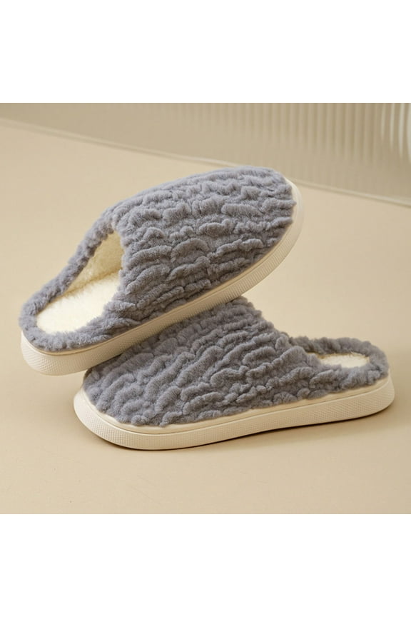 Women’s Extra Large Warm Non-Slip House Slippers - 100% Polyester, Machine Washable, US 11-11.5 (EU 44), Gray