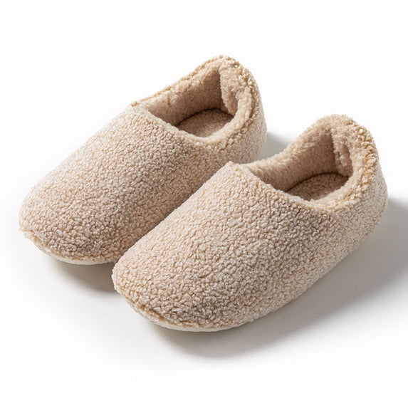 Zunfee Women's Fuzzy Plush Closed Heel Slippers - Warm Indoor Home Shoes, Khaki Color, Size 36, Ideal for Fall/Winter Daily Use & Gifting, Affordable Comfort
